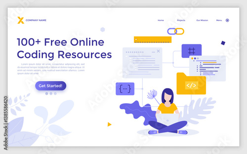 Flat Landing Page Template With Characters. Business Vector Illustration