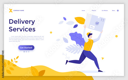 Flat Landing Page Template With Characters. Business Vector Illustration
