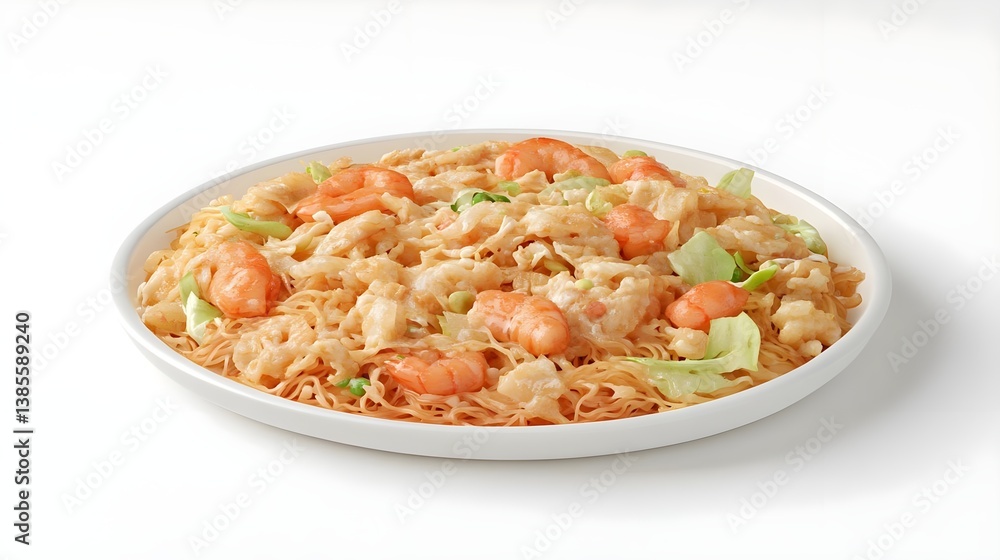 Delicious Filipino Pancit Canton Stir Fried Noodles Isolated on White Delicious Filipino Pancit Canton Stir Fried Noodles Isolated on White