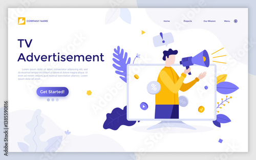 Flat Landing Page Template With Characters. Business Vector Illustration
