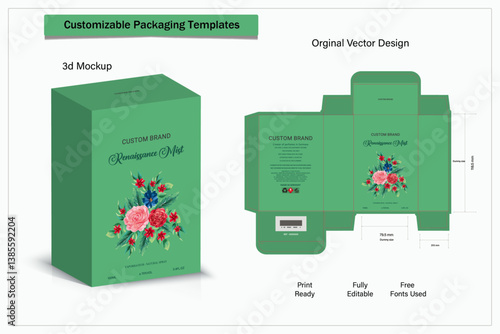 Box packaging die cut template design. 3d mock-up labels,icon,frames, for packaging,design of luxury products. for perfume, soap, wine, lotion.Made with golden foil.Isolated on background. vector 