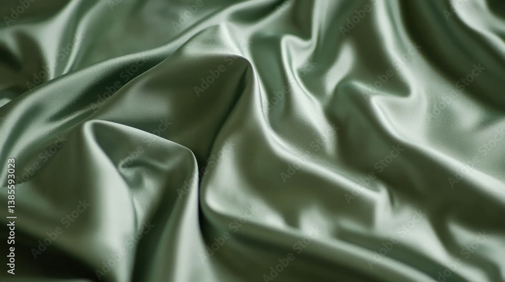 Fototapeta premium Draped Sage Green Silk Fabric