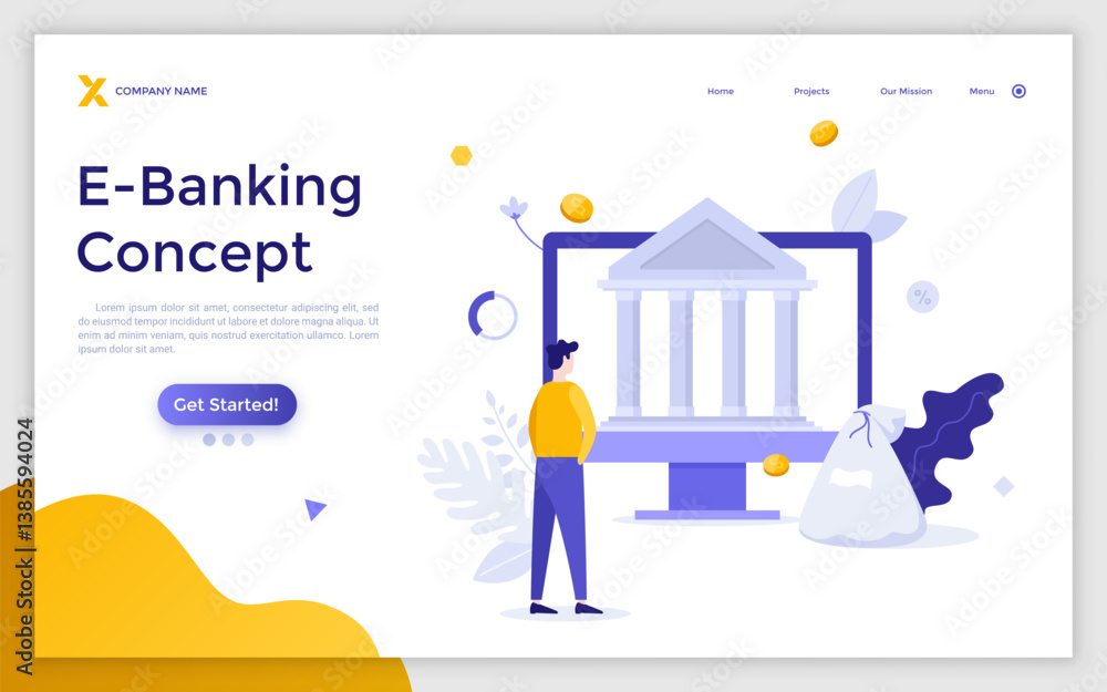 Flat Landing Page Template With Characters. Business Vector Illustration Flat Landing Page Template With Characters. Business Vector Illustration