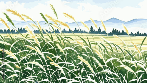 Pastel prairie dreams field isolated watercolor vector illustration svg 