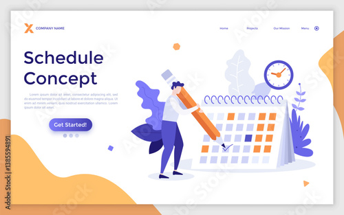 Flat Landing Page Template With Characters. Business Vector Illustration