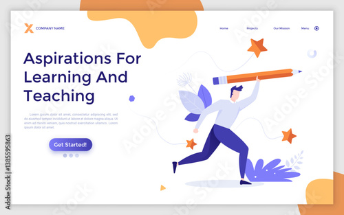 Flat Landing Page Template With Characters. Business Vector Illustration