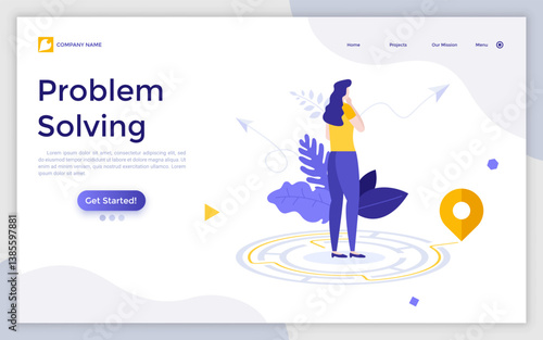 Flat Landing Page Template With Characters. Business Vector Illustration