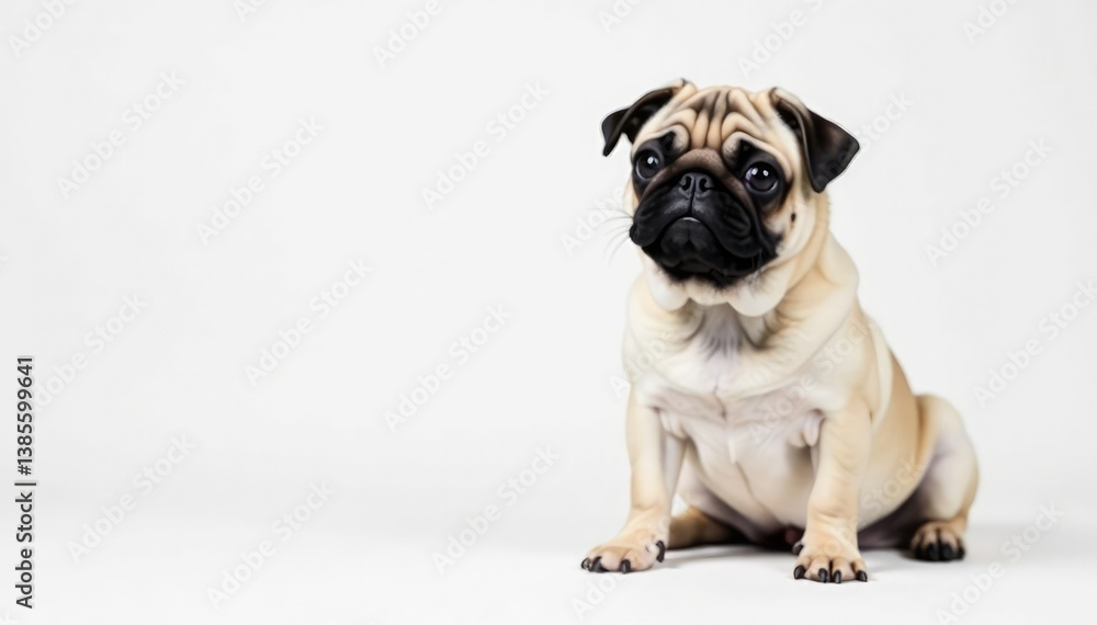 Single pug, isolated on seamless white backdrop Perfect for pet product mockups , graphic, mammal Single pug, isolated on seamless white backdrop Perfect for pet product mockups , graphic, mammal