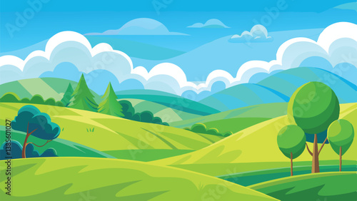 Desert landscape, vast sand dunes, golden sunset, orange sky, large sun, mountainous horizon, warm colors, stylized illustration, vector art, minimalist design, tranquil scene, barren wilderness, roll