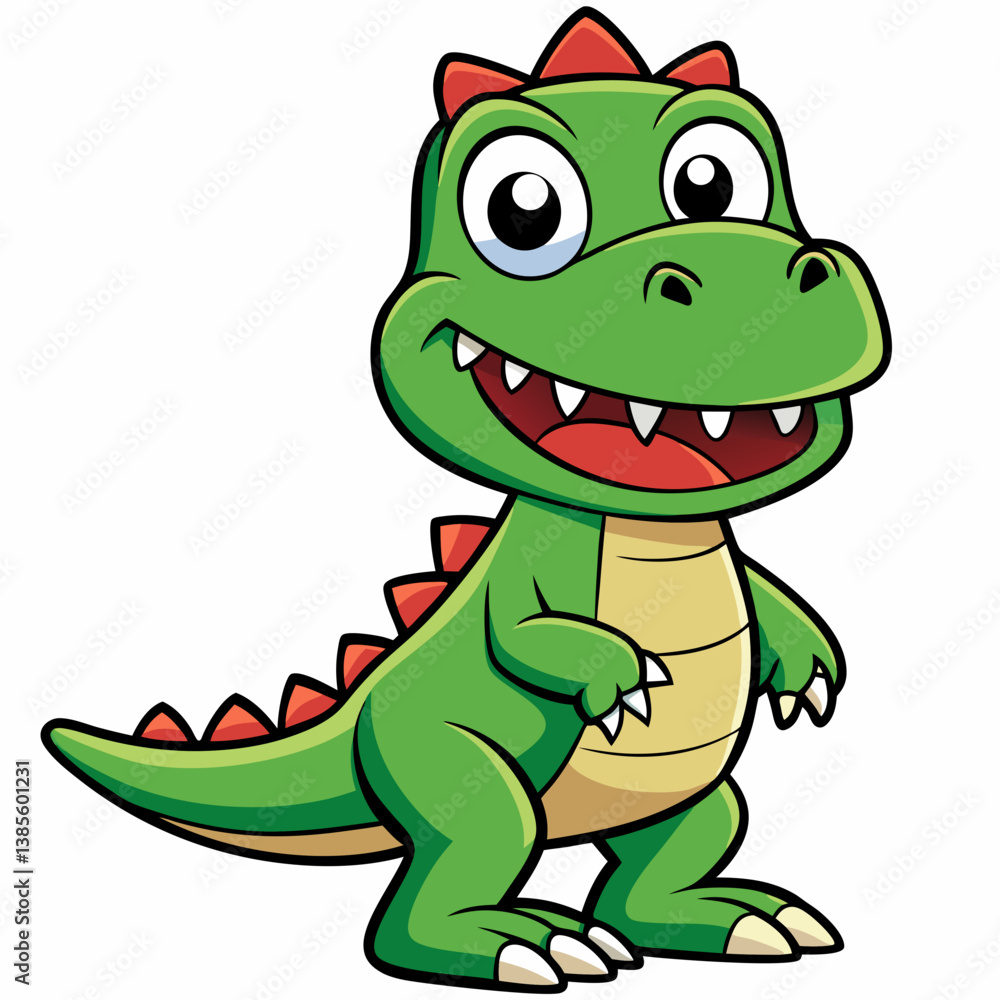 Obraz premium Cartoon Mascot of a Cute Baby Dinosaur