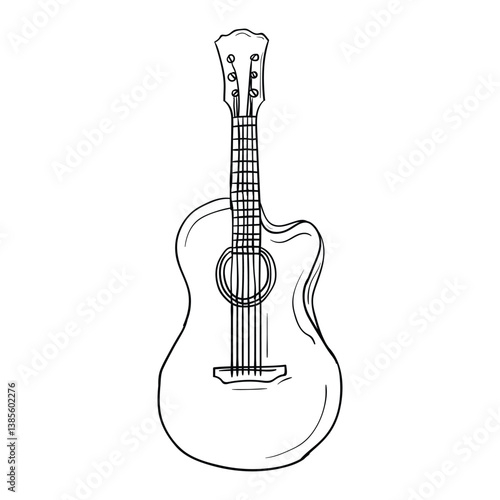 Hand drawing style of guitar vector. It is suitable for music icon, sign or symbol