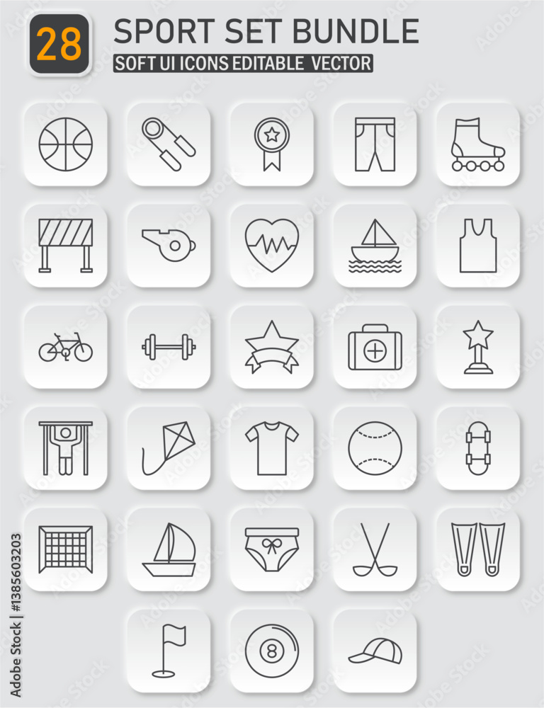 Sport and recreation line icon set bundle, fitness and workout concept vector collection Sport and recreation line icon set bundle, fitness and workout concept vector collection