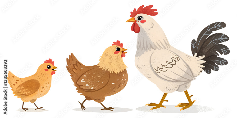 Various chickens isolated on transparent background Various chickens isolated on transparent background