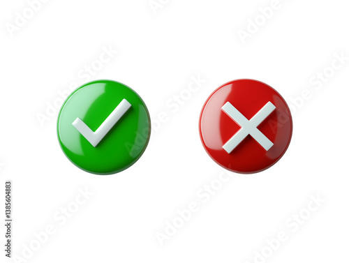 Free Download Right and wrong, acceptance and rejection concept. Round icons buttons with a check mark and cross. 3d rendering  PNG file isolated on transparent background ,cut out, clipping path,, close up, high q - GFXLoad