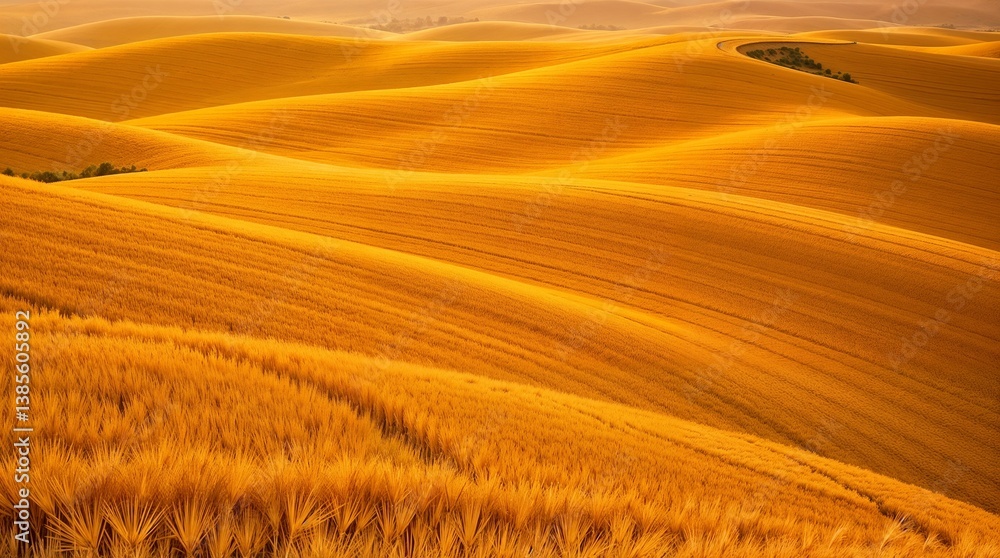 Fototapeta premium Golden Wheat Fields Rolling Under Sunset Glow 