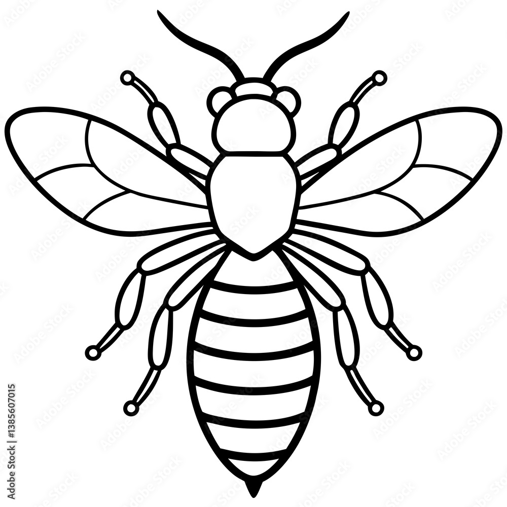 Elegant Bee Vector in One Line Art Elegant Bee Vector in One Line Art