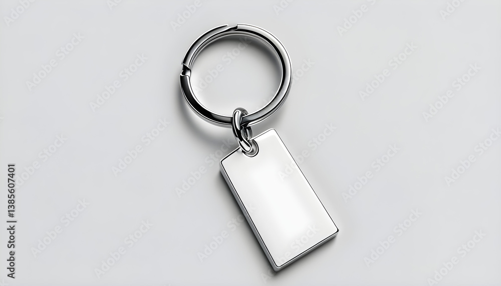 Sleek Silver Keychain With Minimalist White Metal Charm Sleek Silver Keychain With Minimalist White Metal Charm