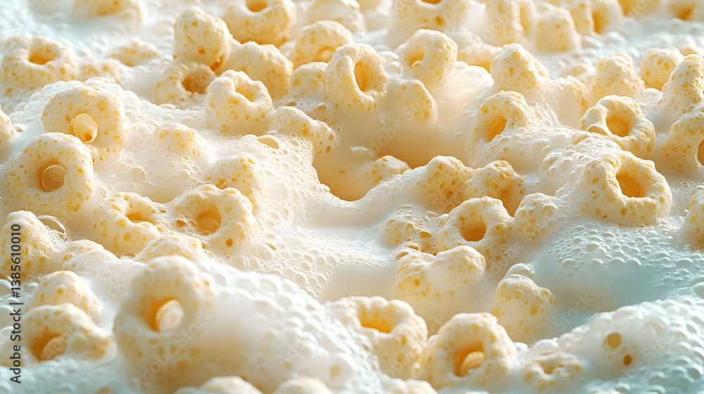 Close-Up of Rich Creamy Foam with Bubbles and Textures in Detail Close-Up of Rich Creamy Foam with Bubbles and Textures in Detail
