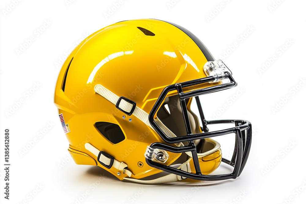 Fototapeta premium Yellow American Football Helmet Isolated on White Background