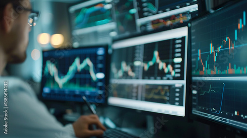 Wallpaper Mural A financial analyst preparing a report on market trends and forecasts. stock image, hd quality, natural look, blog post, finance Torontodigital.ca