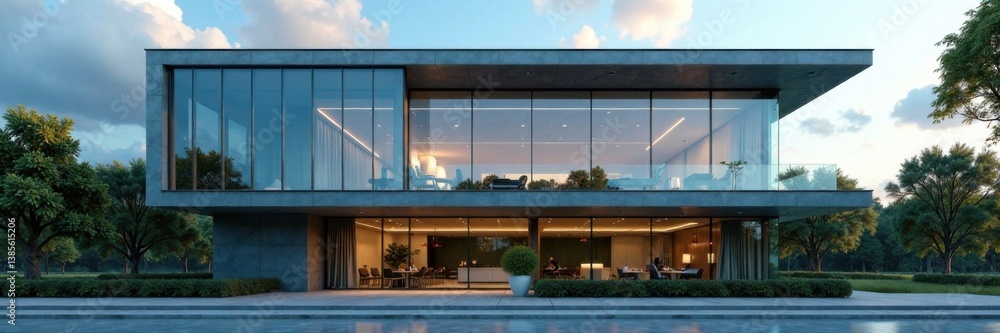 Modern office building with sleek glass fa?ade, modern, corporate, glass Modern office building with sleek glass fa?ade, modern, corporate, glass
