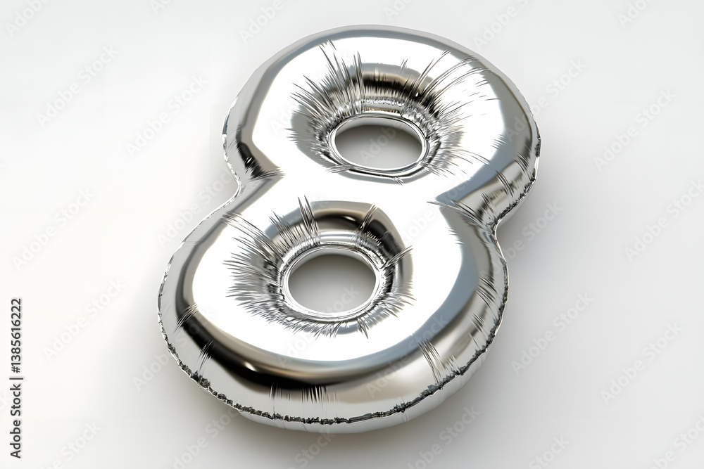 Silver Balloon Number Eight Inflates Beautifully Silver Balloon Number Eight Inflates Beautifully