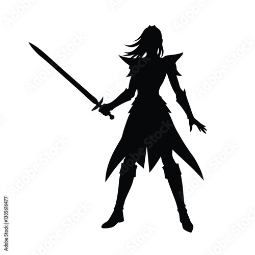 silhouette of a girl with a sword