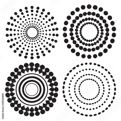 Modern abstract background. Halftone dots in circle form. Spiral logo, icon or design element.