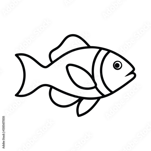 Oscar fish vector line art illustration