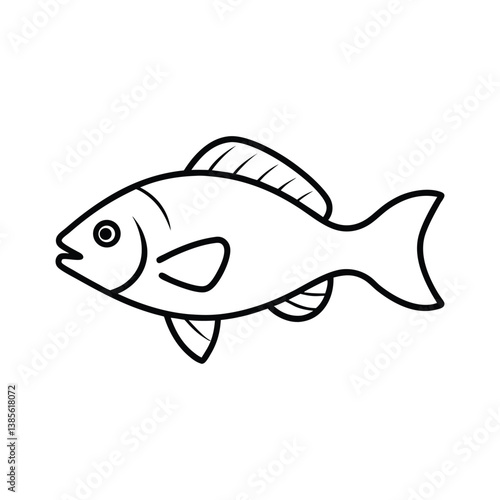 tilapia fish vector line art illustration