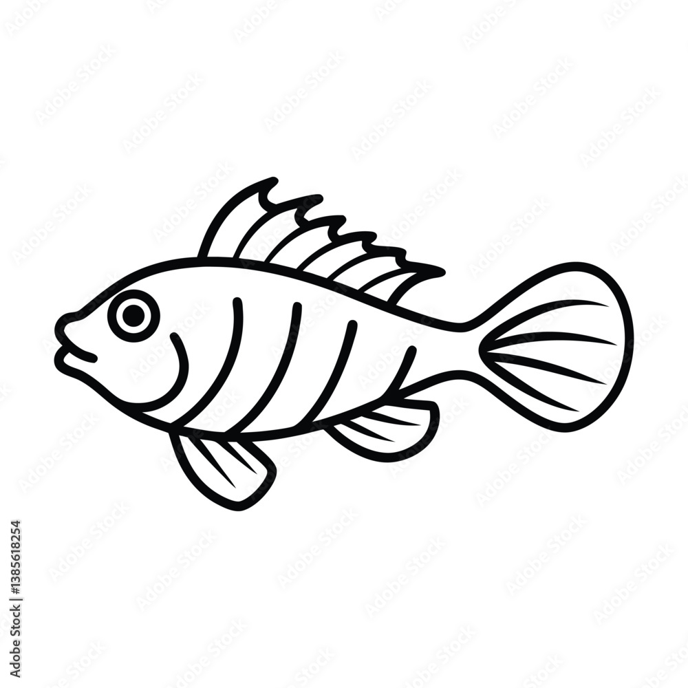 Fototapeta premium scorpion fish vector line art illustration