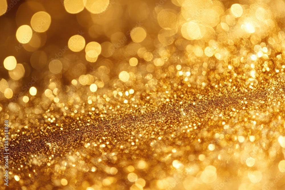 A golden background containing sparkling glitter and soft blurry bokeh circles A golden background containing sparkling glitter and soft blurry bokeh circles