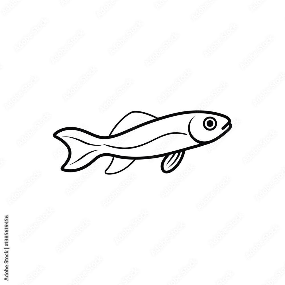 Fototapeta premium endler livebearer fish vector line art illustration