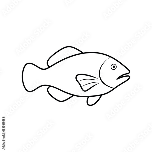 hump head wrasse fish line art vector illustration 