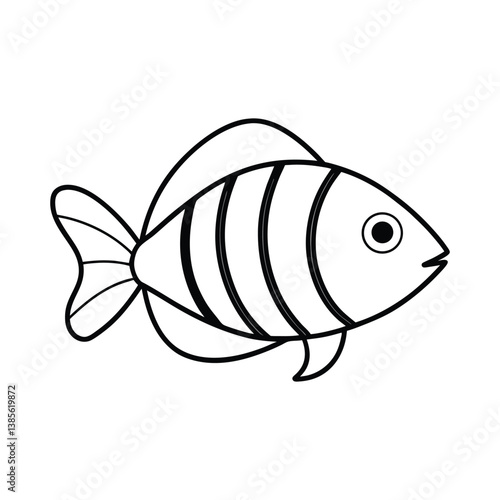 zebra mussel fish line art vector illustration