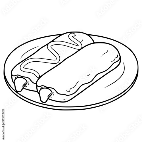 eclairs on a plate illustration hand drawn outline vector
