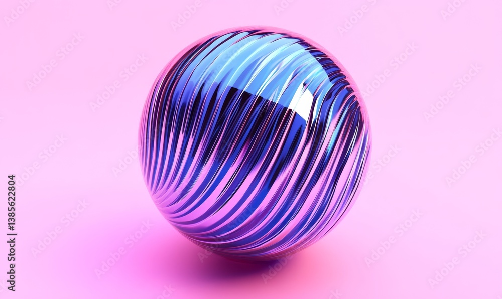 Fototapeta premium Shiny sphere on pink background