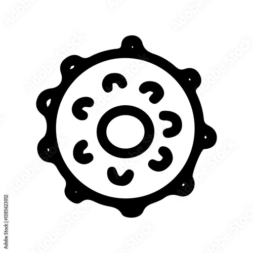 Sports wrist expander. Hand drawn doodle. Finger and forearm strength building. Muscle building. Healthy lifestyle. Fitness equipment. Rubber object with massage effect. Vector line art illustration.