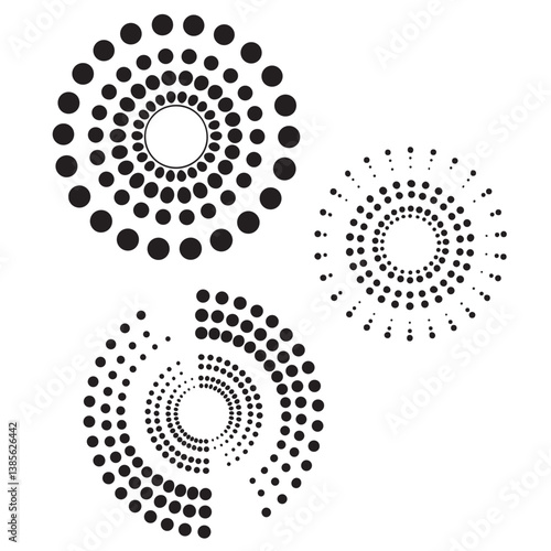 Modern abstract background. Halftone dots in circle form. Spiral logo, icon or design element.