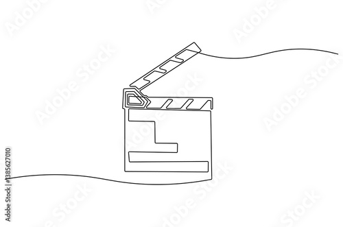 Continuous one line drawing of Movie clapper board. Single line drawing illustration of Film Clapper. Film and movie concept vector art. Line vector illustration.