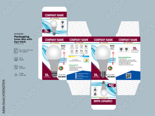 Packaging led bulb box design template with die line_04