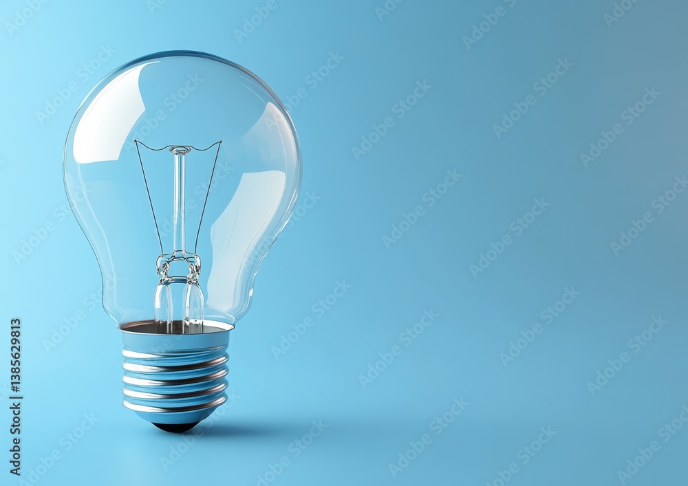 Illuminated lightbulb on a solid blue studio background Illuminated lightbulb on a solid blue studio background