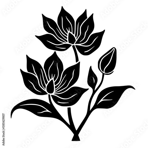 Wallpaper Mural Elegant Black and White Floral Vector Illustration: Blooms & Buds Torontodigital.ca