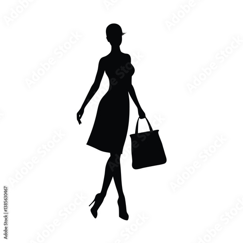 silhouette of woman with shopping bags