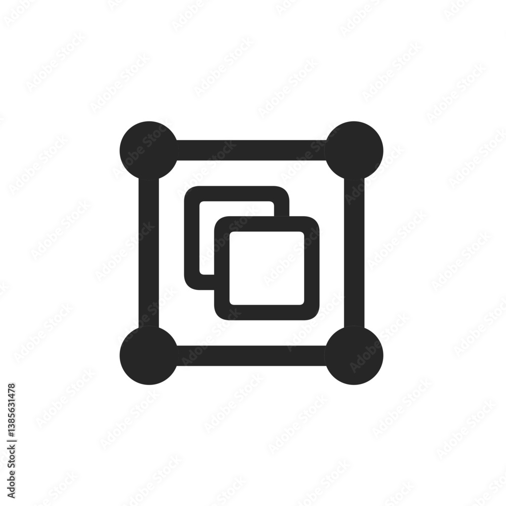 Square On Square With Control Handles Icon Square On Square With Control Handles Icon