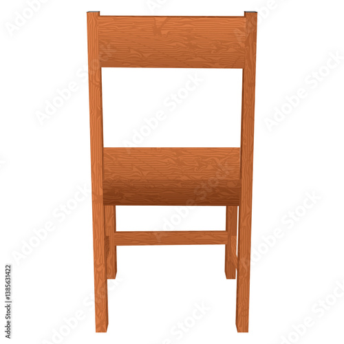 Classic brown wooden chair seen from behind.