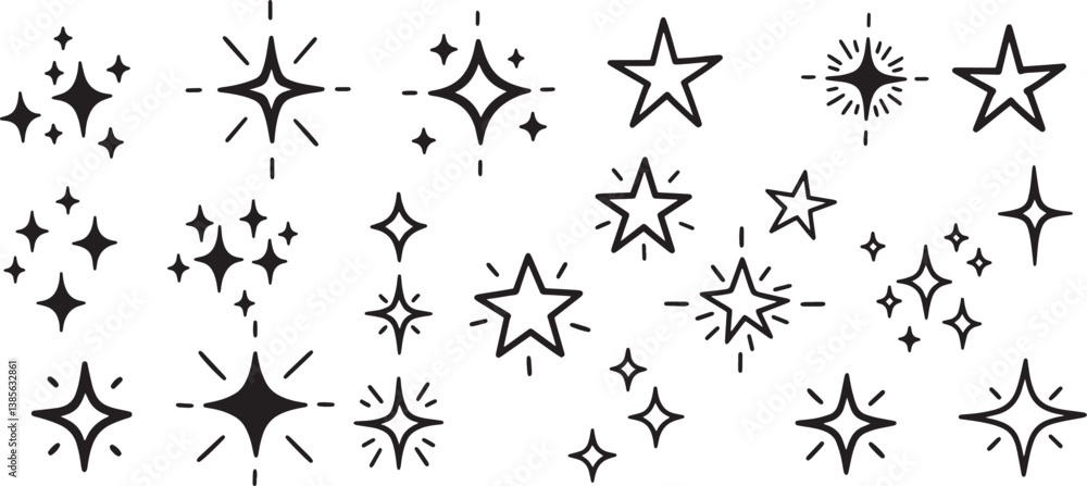 Fototapeta premium Sparkle star vector set illustration, simple star icons, star design elements for graphic design use