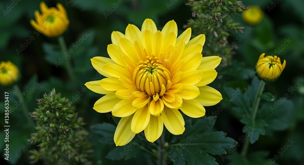 Obraz premium Golden Chrysanthemum Bloom AI Generated