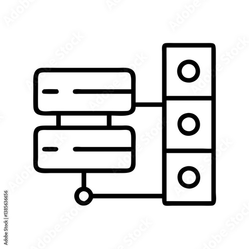 Server data storage network hosting cloud computing system database mainframe rack information technology icon