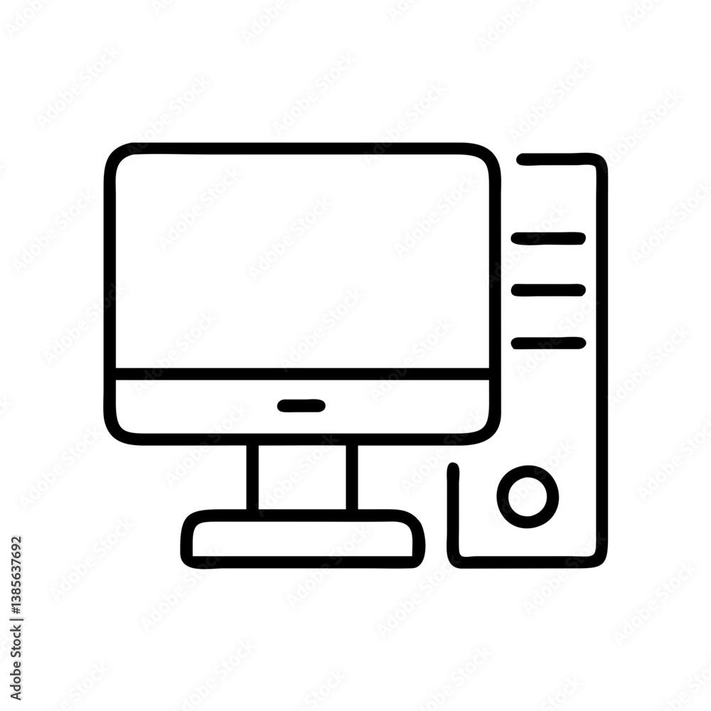 Desktop computer icon vector illustration for personal computer and desktop workstation use case Desktop computer icon vector illustration for personal computer and desktop workstation use case